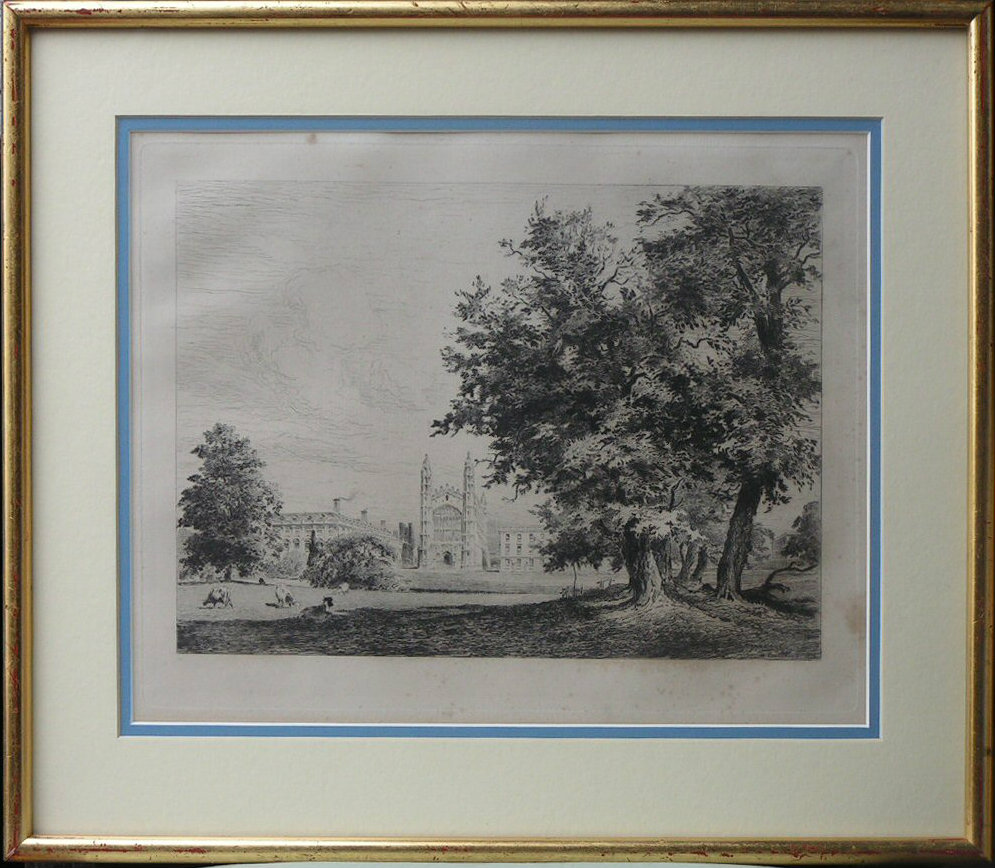 Etching - King's College Chapel, from the River - Toussaint